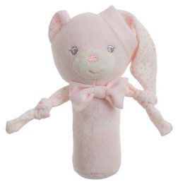 Creaciones Llopis Hochet rose 16 cm ours Sweet avec motifs étoiles - Pour bébé à partir de 3 ans