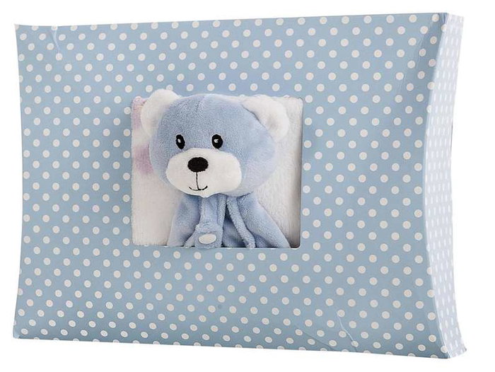 Creaciones Llopis Manta Dou Dou 90x75 cm - Couverture 240 g/m² Coral avec doudou 30 cm Rose/Bleu - Polyester