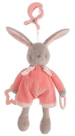 Creaciones Llopis Pinceau d'activité Lapin Rose Velours 26 cm - Jouet d'éveil en polyester pour enfants à partir de 3 ans