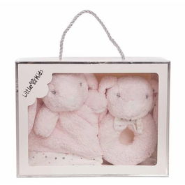 Doudou Rose Lapin Hochet 30 x 30 cm