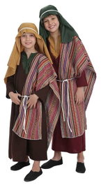 Creaciones Llopis T-0 Déguisement pour enfant Hébreux avec manto en jersey polyester bleu et blanc Taille 2-3 ans