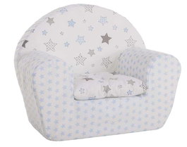 Creaciones Llopis - Sillon bleu avec motifs étoiles grises et coussin - Dès 3 ans - Polyester - Pas d'assemblage nécessaire