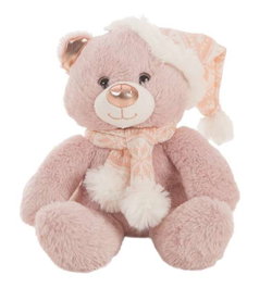Creaciones Llopis - Ours en peluche de Noël rose 22 cm - Peluche cadeau enfant 3 ans - Matière polyester