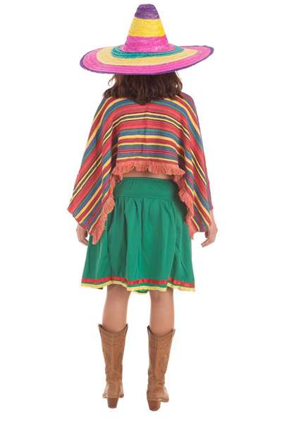 Creaciones Llopis Costume Adulte Mexicain - Poncho, Jupe et Chapeau - Taille L
