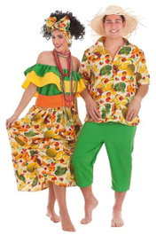 Creaciones Llopis - Déguisement Adulte Thème Cubain Fruits Taille L - Complet Pantalon, Chemise et Chapeau