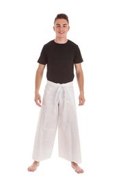 Creaciones Llopis Déguisement Adulte Pantalon Batukada/Serveur Blanc Taille L
