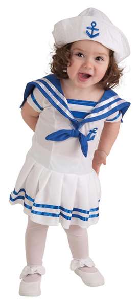 Creaciones Llopis - Déguisement de bébé marin fille, taille 0-12 mois, avec robe et chapeau, pour 6 à 12 mois Creaciones Llopis - Déguisement de bébé marin fille, taille 0-12 mois, avec robe et chapeau, pour 6 à 12 mois