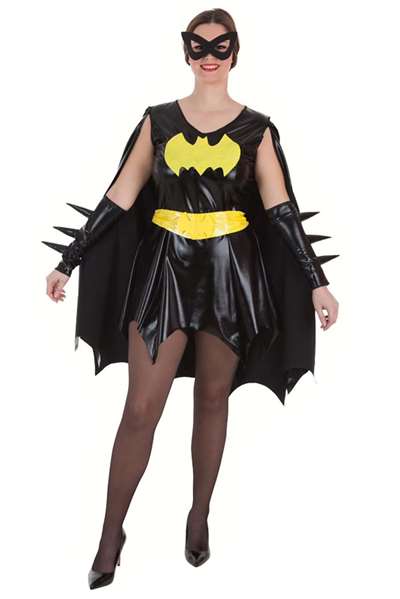 Creaciones Llopis Déguisement Adulte Super-Héroïne Robe et Cape Noir Taille S Creaciones Llopis Déguisement Adulte Super-Héroïne Robe et Cape Noir Taille S