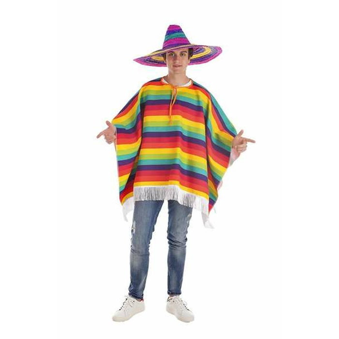 BigBuy Carnival Déguisement Adulte Poncho Mexicain Arc-en-ciel Taille L