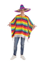 BigBuy Carnival Déguisement Adulte Poncho Mexicain Arc-en-ciel Taille L