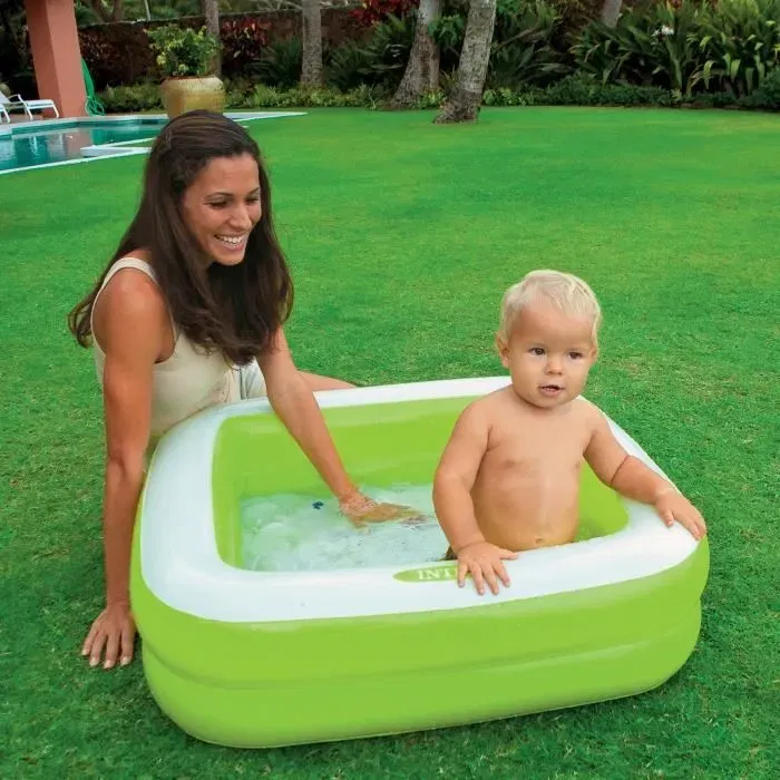 Intex Piscine gonflable carrée pour bébé et enfant 85 x 85 x 23 cm - Pataugeoire avec fond gonflable - Capacité 57 litres