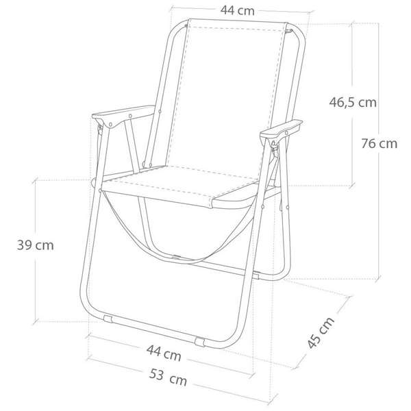Color Baby - Silla Playa - Chaise pliante fixe en aluminium pour la plage, marin, dimensions 44x45x76 cm