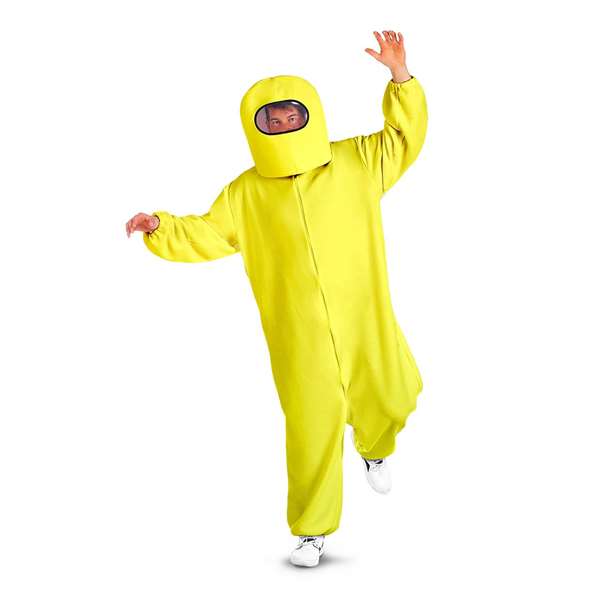 My Other Me Déguisement Among Us Impostor Jaune Taille XL - Combinaison à fermeture éclair avec casque intégré et poches