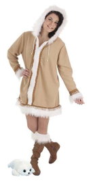 Creaciones Llopis - Costume Adulte Femme Esquimau Taille L - Robe et Bottes de Couverture