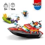 LEGO City 60373 Bateau de Sauvetage des Pompiers avec Jetpack et Minifigurines, Jouet de Construction Flottant