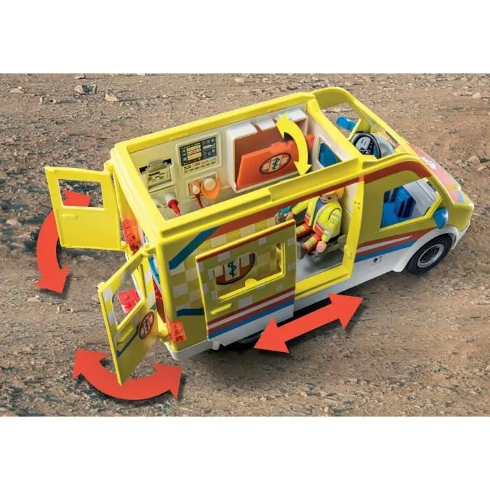 PLAYMOBIL 71202 Ambulance City Action avec effets lumineux et sonore - Les Secouristes