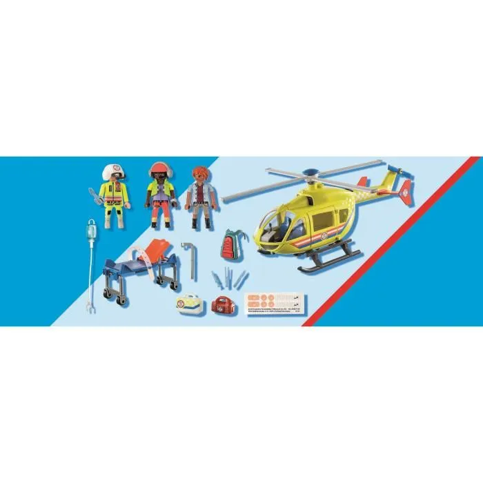 Playmobil 71203 City Action Hélicoptère de Secours avec Figurines - Les Secouristes - Jeu de Construction pour Enfants