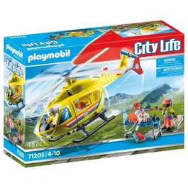 Playmobil 71203 City Action Hélicoptère de Secours avec Figurines - Les Secouristes - Jeu de Construction pour Enfants