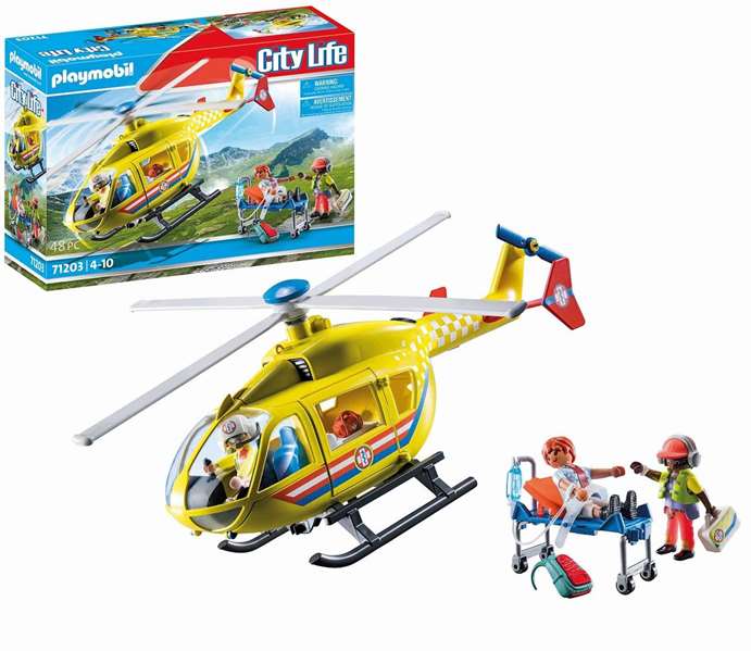 Playmobil Hélicoptère de secours 71203 City Life Rescue Helicopter