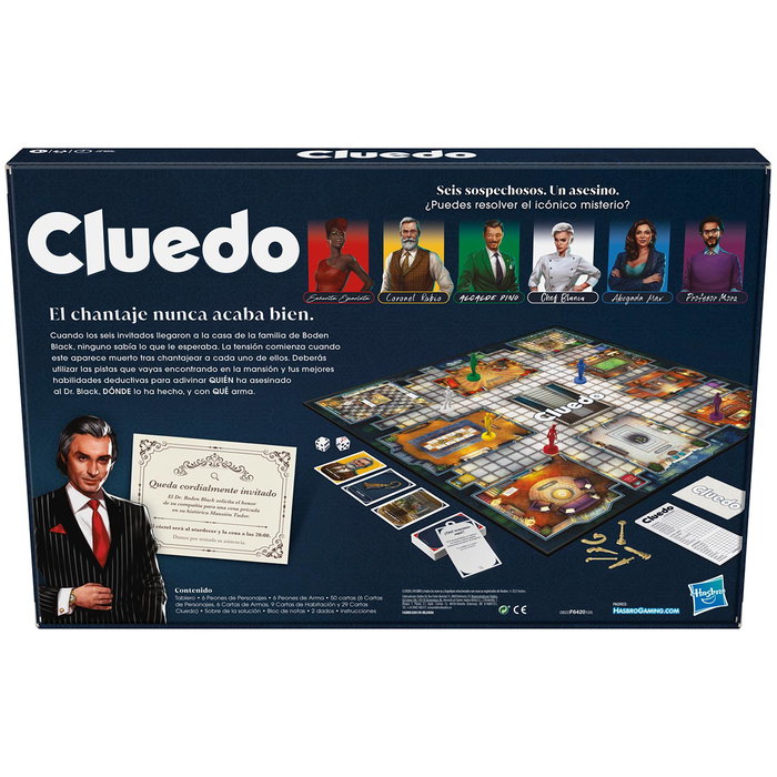 Hasbro Cluedo Refresh Jeu de société en espagnol, version actualisée avec nouveaux personnages et illustrations, à partir de 8 ans