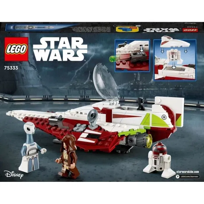 LEGO 75333 Star Wars Le Chasseur Jedi d'Obi-Wan Kenobi, Jeu de Construction avec Figurines Taun We et Droide