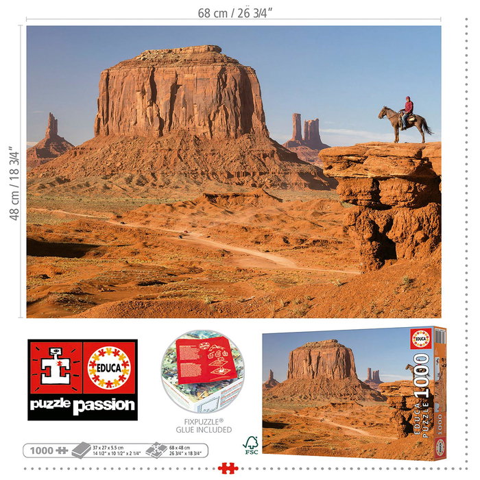 Educa Puzzle 1000 Pièces Adulte Monument Valley Réf. 19559 - Puzzle Éducatif en Carton Recyclé (68 x 48 cm)