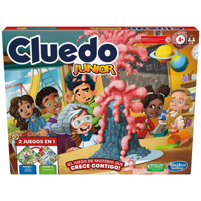 Hasbro Games Cluedo Junior F6419 - Jeu de société de mystère en espagnol pour enfants - Version 2 en 1 avec plateau réversible - À partir de 4 ans