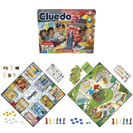Hasbro Games Cluedo Junior F6419 - Jeu de société de mystère en espagnol pour enfants - Version 2 en 1 avec plateau réversible - À partir de 4 ans