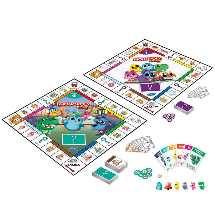 Hasbro Games Monopoly Junior 2 Jeux en 1 - Jeu de Société pour Apprendre à Compter et à Lire - Version Espagnole - Réf. F8562