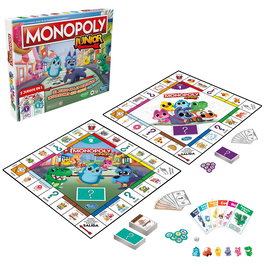 Hasbro Games Monopoly Junior 2 Jeux en 1 - Jeu de Société pour Apprendre à Compter et à Lire - Version Espagnole - Réf. F8562