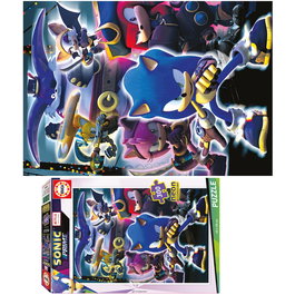 Educa Puzzle Sonic 300 Pièces Neon - Brille dans le Noir - 40 x 28 cm - Puzzle Educatif pour Enfants à Partir de 8 Ans