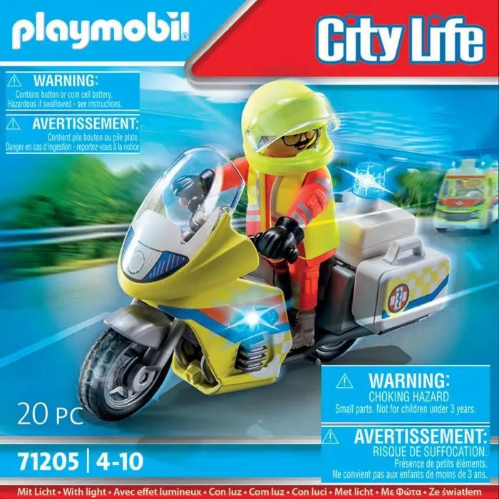 Playmobil 71205 - Set Urgentiste avec Moto, City Action Les Secouristes - Effet Lumineux - 20 Pièces - Jouet Enfant Dès 4 Ans Playmobil 71205 - Set Urgentiste avec Moto, City Action Les Secouristes - Effet Lumineux - 20 Pièces - Jouet Enfant Dès 4 Ans