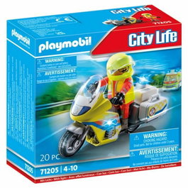 Playmobil 71205 - Set Urgentiste avec Moto, City Action Les Secouristes - Effet Lumineux - 20 Pièces - Jouet Enfant Dès 4 Ans