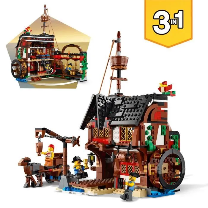 Lego Creator 3-en-1 31109 Bateau Pirate, Jouet de Construction avec Figurines d'Animaux Marins et Squelette pour Enfants à partir de 9 Ans Lego Creator 3-en-1 31109 Bateau Pirate, Jouet de Construction avec Figurines d'Animaux Marins et Squelette pour Enfants à partir de 9 Ans