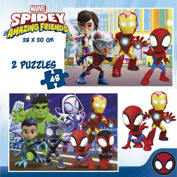 Educa Puzzle 2x48 pièces Spidey et ses incroyables amis - Puzzle double pour enfants de 4 à 6 ans