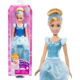 Disney Princess Cendrillon Poupée 29 cm HLW06 avec robe bleue pailletée, diadème et chaussures - Mattel