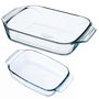 Pyrex Lot de 2 Fuentes Horno Boro Classic 39x27x8 cm en Verre Résistant pour Four Micro-ondes Congélateur