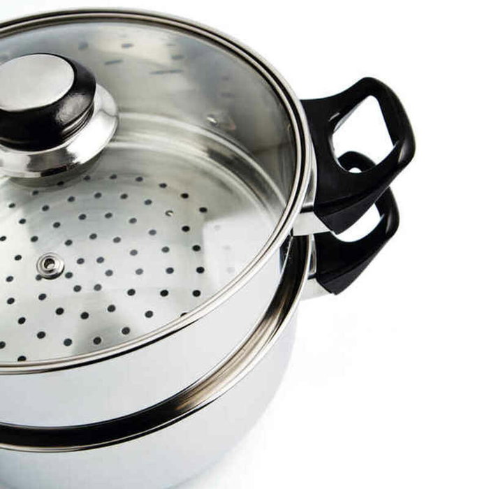 Quid Set Vaporera y Cacerola Acero Inoxidable Gastro Fresh 22 cm