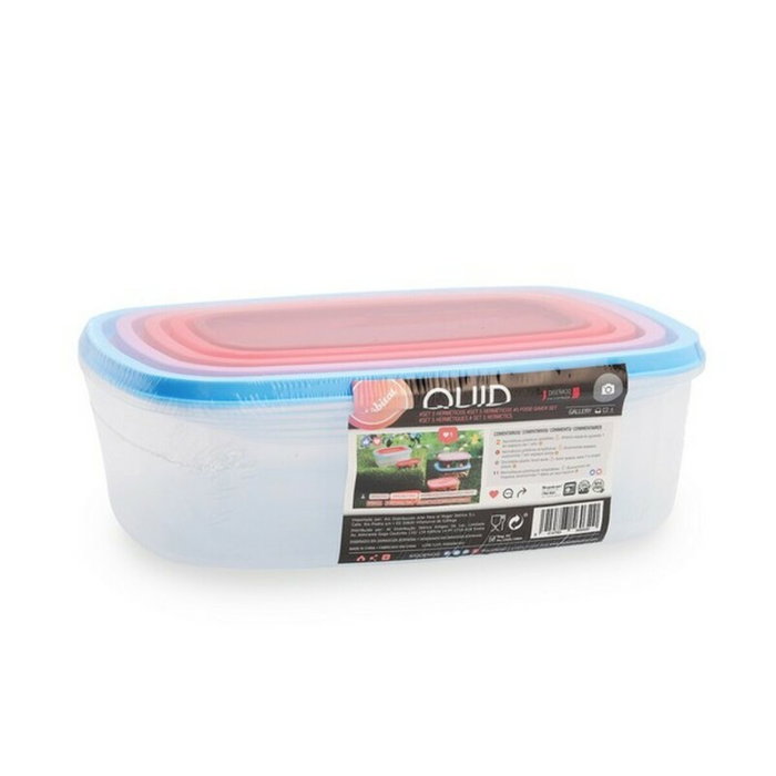 Quid Set 5 Récipients Rectangulaires Plastique Habitat sans BPA empilable micro-ondes congélateur réfrigérateur lave-vaisselle multicolor 5 Pièces