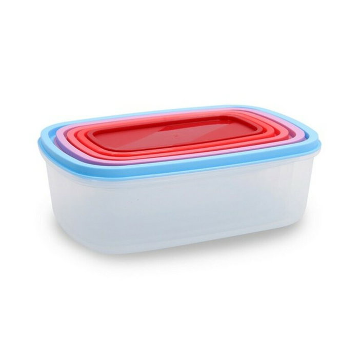 Quid Set 5 Récipients Rectangulaires Plastique Habitat sans BPA empilable micro-ondes congélateur réfrigérateur lave-vaisselle multicolor 5 Pièces