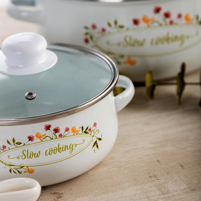 Quid Casserole en Acier Émaillé Memory 20 cm - Antiadhésive, Compatible Vitro, Électrique, Gaz - Multicolor