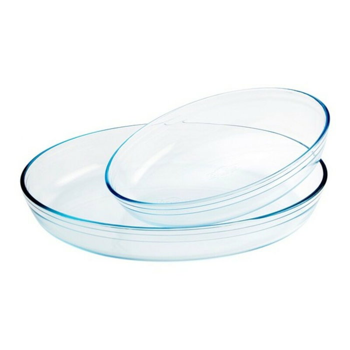 O Cuisine Lot de 2 Plats Ovale en Verre Borosilicate pour Four 40x29x9 cm