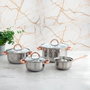 Quid Set de 4 Casseroles Acier Inoxydable Vanity - Compatible Induction, Vitrocéramique, Gaz, Électrique - Finition Métallisée