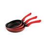 Quid Set de 3 Sartenes de Aluminio Estampado Tokio 20-24-28 cm Rojo con Recubrimiento Antiadherente para Inducción y Vitrocerámica