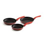Quid Set de 3 Sartenes de Aluminio Estampado Tokio 20-24-28 cm Rojo con Recubrimiento Antiadherente para Inducción y Vitrocerámica