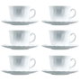 Luminarc Set 6 Tasses avec Sous-Tasses Opal Trianon 22 cL Verre Blanc