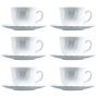 Luminarc Set 6 Tasses avec Sous-Tasses Opal Trianon 22 cL Verre Blanc