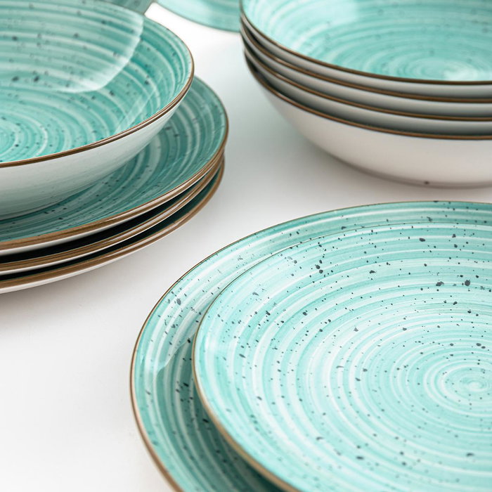 Service de Vaisselle Quid Montreal Céramique Turquoise Grès 18 Pièces