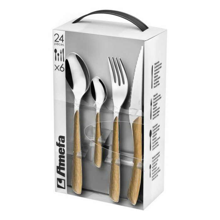 Amefa Set 24 Couverts Eclat Bois/Métal 14-8-25 cm Amefa Set 24 Couverts Eclat Bois/Métal 14-8-25 cm