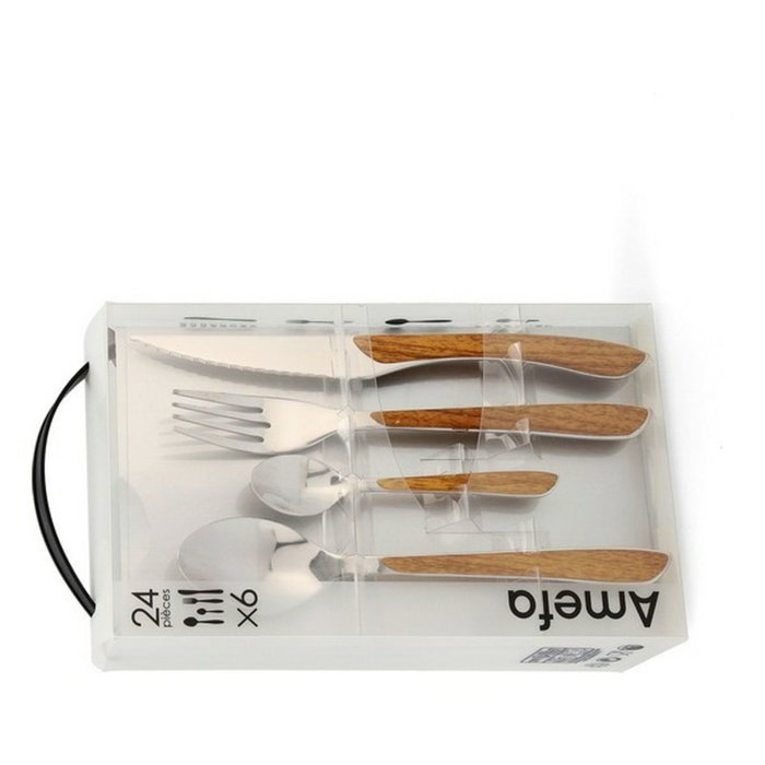 Amefa Set 24 Couverts Eclat Bois/Métal 14-8-25 cm Amefa Set 24 Couverts Eclat Bois/Métal 14-8-25 cm